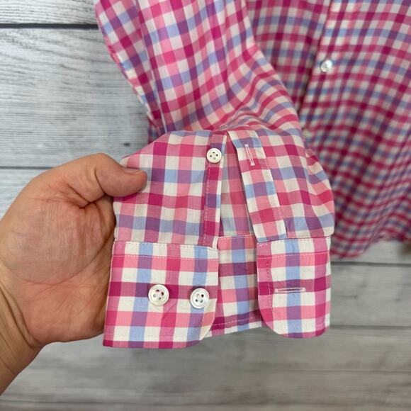 Rodd & Gunn Men's Pink Blue Checkered Button Up Long Sleeve Shirt Size Large - Picture 4 of 8